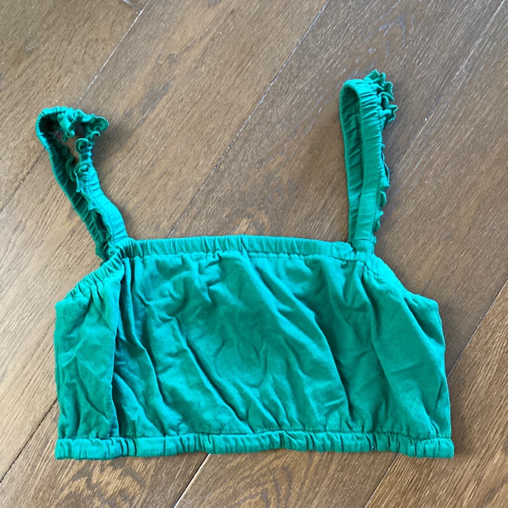 Green crop top with frilly straps